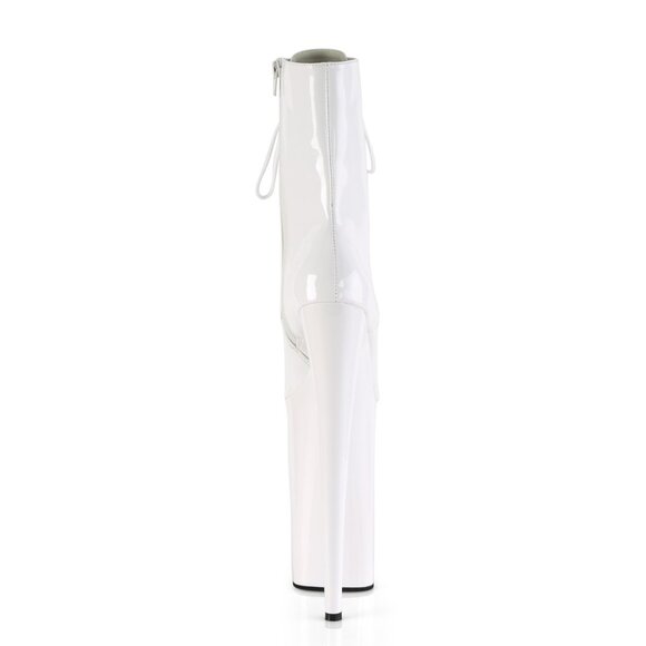 Size 10 Beyond 10" Heel White Patent Platform Ankle Calf Boots - Picture 3 of 5